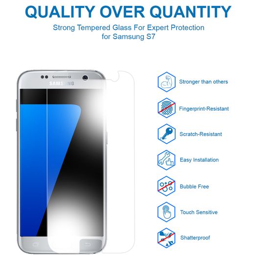 New Tempered Glass Film Screen Protector For Samsung Galaxy S7 + LCD Cloth #1151