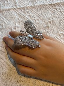 Brand New Crystal Butterfly Split Statement Ring