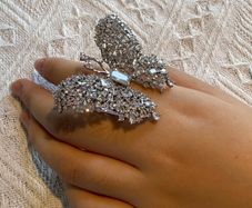Brand New Crystal Butterfly Split Statement Ring