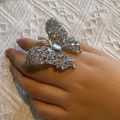 Brand New Crystal Butterfly Split Statement Ring