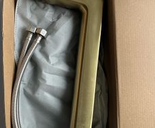 Brushed brass tall mixer tap