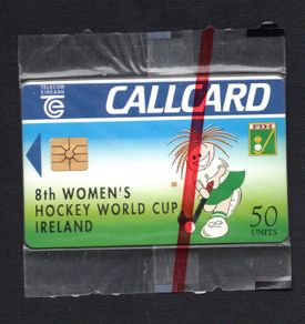 1994 Ireland 50 unit 8th Women's Hockey World Cup which took place at UCD's Belfield Campus Dublin (Gemplus GEM1) Call Card Mint in Packaging. Telecom Eireann card number 1064.