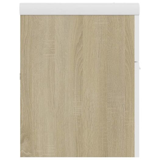 Sink Cabinet with Built-in Basin White and Sonoma Oak Chipboard