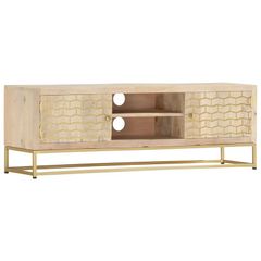 TV Cabinet Gold 120x30x40 cm Solid Mango Wood
