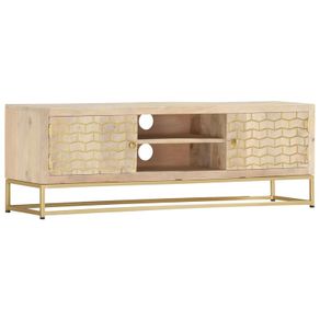 TV Cabinet Gold 120x30x40 cm Solid Mango Wood
