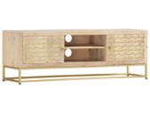 TV Cabinet Gold 120x30x40 cm Solid Mango Wood