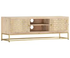 TV Cabinet Gold 120x30x40 cm Solid Mango Wood