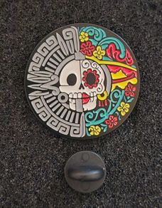 Mexican, day of the dead, pin back badge.
