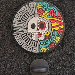 Mexican, day of the dead, pin back badge.