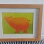 Lovely Pair of Framed Prints of Brightly Coloured Artworks of Animals in a Naive And Fun Style Perfect for a Baby Nursery or Kids Bedroom Image 2