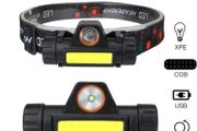 LED Headlight Powerful USB Rechargeable COB Headlamp Torch Waterproof Head Light with 1200mAh Built-in Battery