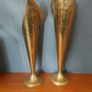 A Fabulous Pair of Rare Antique/Vintage Brass Arts & Crafts Style "Calla Lily" or "Trumpet" Vases with Hand-Beaten Repousse Finish  - Priced as a Pair, But Can be Sold Separately Image 5