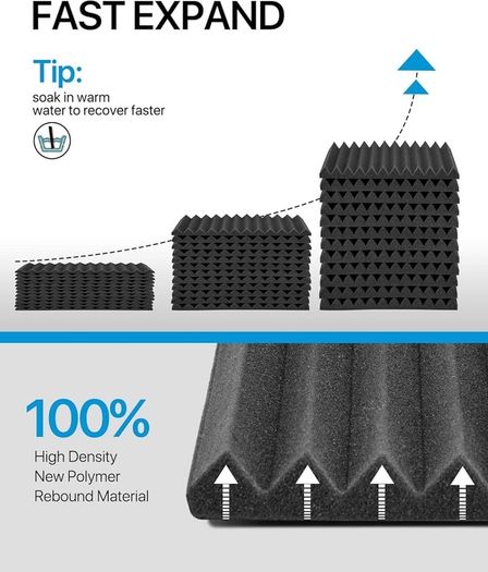 FREE EXPRESS SHIPPING 24 Pack Sound Proofing Panels with Stickers Sound Absorbing Panels High Density Acoustic Foam Panels Wedges Tiles For Recording Studios/Offices
