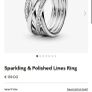 Pandora 925 Silver Sparkling Clear Cubic Zirconia Crossover Ring Size T1/2 Image 5