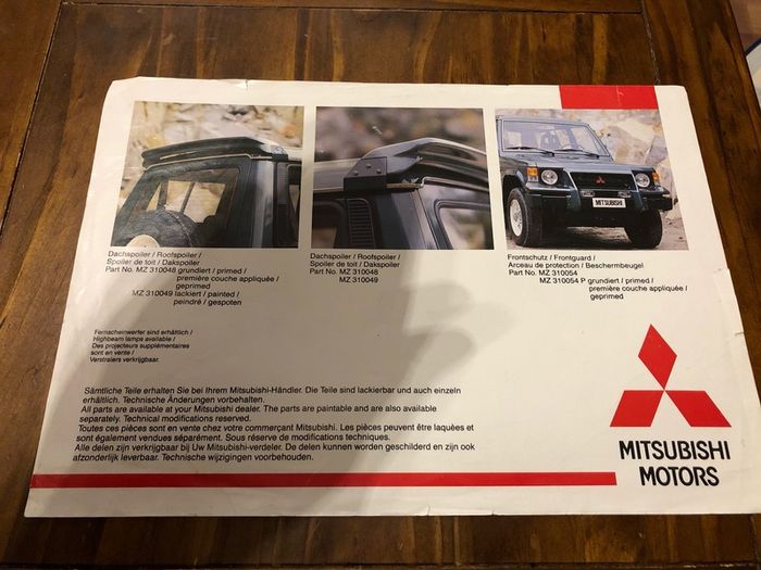 Mitsubishi Pajero Shogun MK1 Extras Sheet