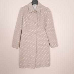 Gerard Darel Beige Cream Polka Dot Tailored Longline Coat Jacket 36-38EU