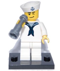 Original  LEGO CMF col04-10 Sailor, Series 4 minifigures (Complete Set with Stand and Accessories)
