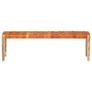 Bench 150 cm Brown Real Leather and Solid Mango Wood Image 2