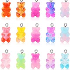 100 Pcs Gummy Bear Charms Pendants Cute Resin Bear Candy Charms in Bright Color Cartoon Bear Keychains Jewelry Necklace Charm Cute Bracelet Accessories for Child DIY Craft