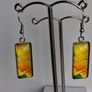 Yellow Lily Cabochon Rectangular Earrings Image 4