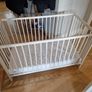 White Wooden Baby Cot Crib with Mattress Excellent Condition Image 3