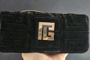 Balmain Black Velvet Makeup Cosmetic Bag in Gold colour hardware