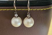 silver hook Salt water pearl drop earrings