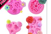4 PCS Silicone Rose Mould, Silicone Flower Moulds Chocolate Candy Mould Icing Flower Cake Mould 3D Daisy Flower Fondant Mould for Wax Melts Cake Decorating Baking Sugarcraft Jelly (FREE POSTAGE)