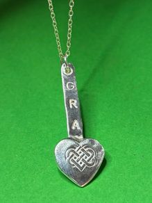 Handmade sterling silver love heart pendant. Gra love. 18 inch chain