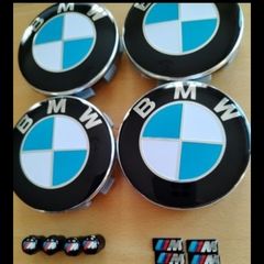 Brand New BMW Alloy Wheel Centre Caps 68mm x4 + Msports Wheel Sticker's x5 + Msports Dust Caps x4