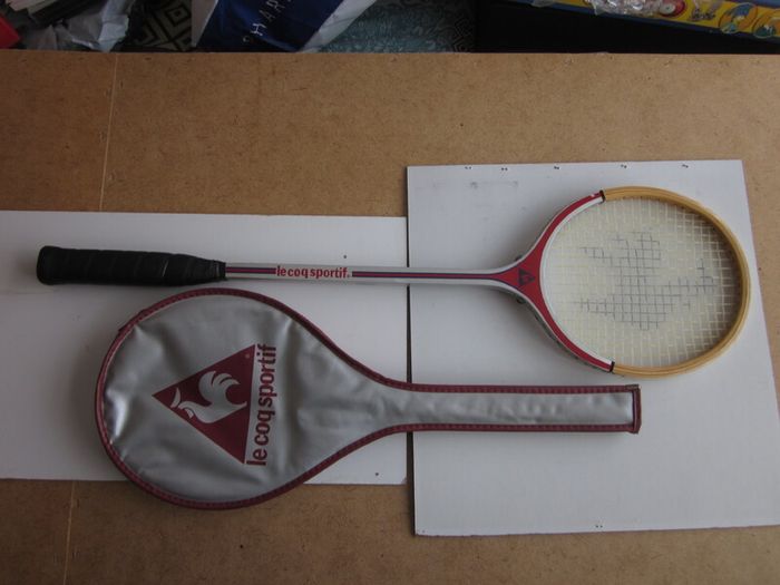 Vintage Le Coq Sportif Wooden Squash Racket with Case