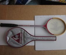 Vintage Le Coq Sportif Wooden Squash Racket with Case