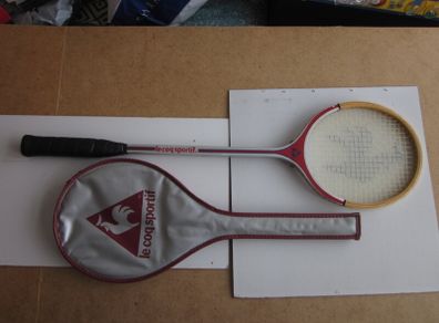 Vintage Le Coq Sportif Wooden Squash Racket with Case