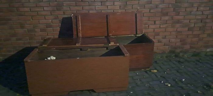 2 Antique Oak Trunks Seats