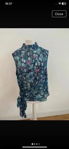 Dressy Karen Millen pink turquoise size 14 top - side tie
