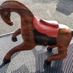 Large single block carved vintage horse