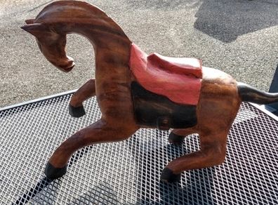 Large single block carved vintage horse