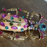Beautiful brooch in the form of a large beetle with enamel and rhinestones. Image 5