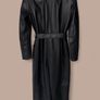 Zara Size S black faux leather Long trench coat with belt Image 4