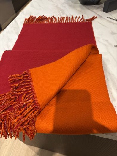 Boru - Jimmy Hourihan Two Sided Raspberry and Orange Wool Scarf
