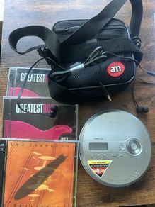 Sony CD player with Led Zeppelin and Rock Cds