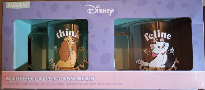 Paladone Disney Marie & Lady glass mugs