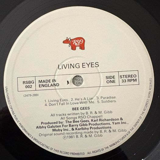 The Bee Gees - Living Eyes. 1981 UK first press with gatefold cover and inner sleeve. Absolutely and utterly mint. Peak brothers Gibb!