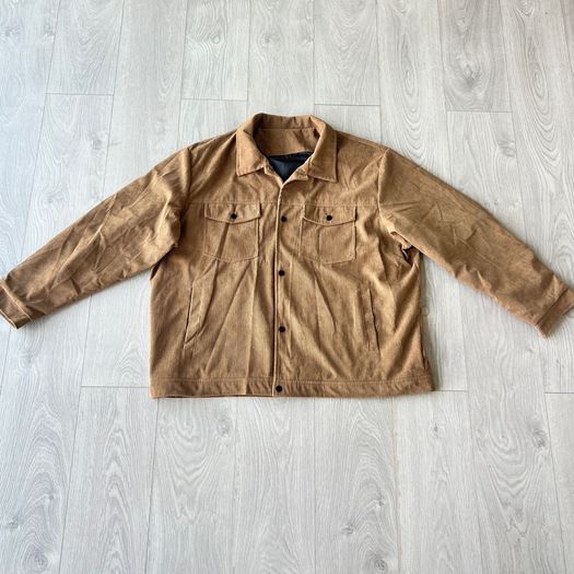 Mens 4XL Brown Corduroy Lined Trucker Jacket