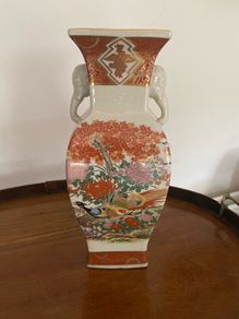 Japanese Satsuma Square Section Vase 30cm High