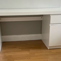 White desk with storage
