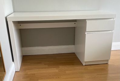 White desk with storage