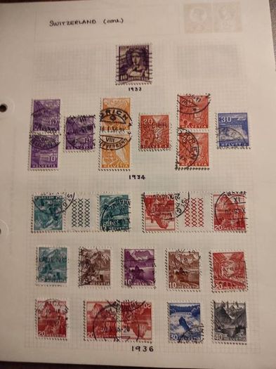 Switzerland stamps on loose pages