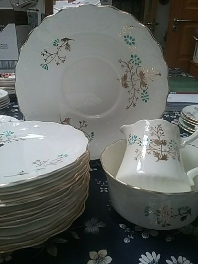 China Bread/Cake Plate +Serving Plates + Jug and Sugar Bowl