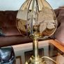 Mid Century Chic Brass Stylised Lamp with Smokey Glass Shade 1970s Image 8